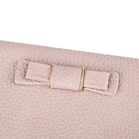 GUAPABIEN SWEET BOWKNOT ZIP AROUND PURSE FOR WOMEN (PINK)