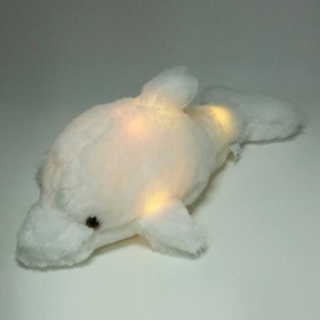 STUFFED CUTE FLASHING DOLPHIN PLUSH DOLL TOY BIRTHDAY CHRISTMAS GIFT FOR BABY (WHITE)