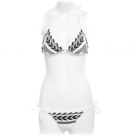 SEXY PRINTED BIKINI SET LOW WAIST WOMEN SWIMWEAR BATHING SUIT (WHITE AND BLACK)