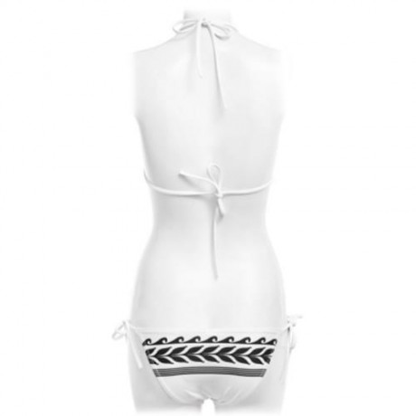 SEXY PRINTED BIKINI SET LOW WAIST WOMEN SWIMWEAR BATHING SUIT (WHITE AND BLACK)