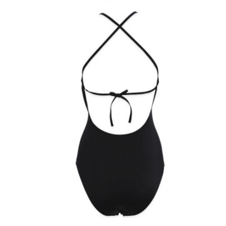 WOMEN SEXY BACKLESS CROCHET SIAMESED SWIMWEAR SWIMSUIT BATHING BIKINI (BLACK)