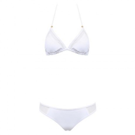 TWO-PIECE SEXY UNIQUE GRENADINE BIKINI SUIT (WHITE)