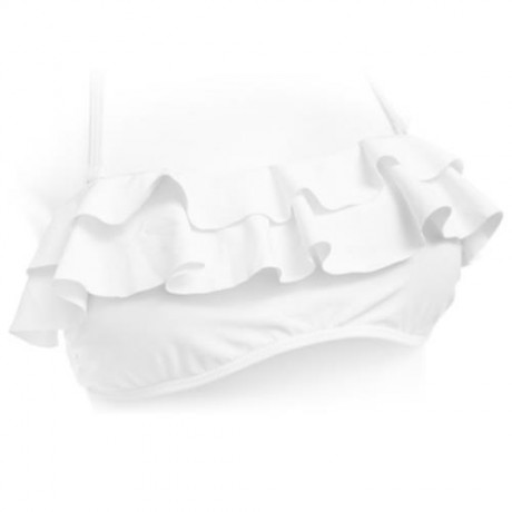 CUTE WOMEN SEPARATED HIGH WAIST BIKINI SET BATHING SUIT SWIMWEAR (WHITE AND GREEN)