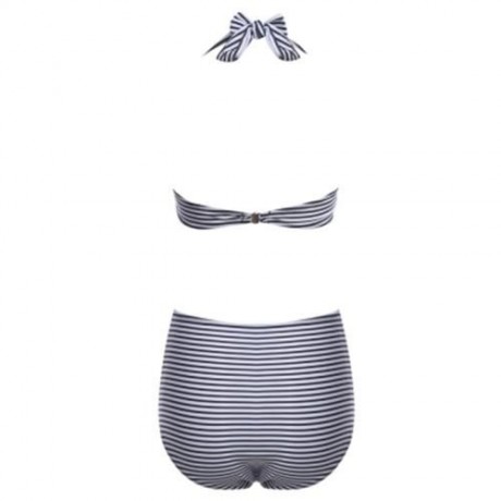 CUTE WOMEN SEPARATED HIGH WAIST BIKINI SET STRIPE PATTERN BATHING SUIT (STRIP PATTERN)
