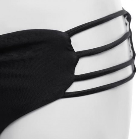 FEMALE SWIMMING SEXY HEART SHAPE THONG BEACH BATHING PANTS (BLACK)