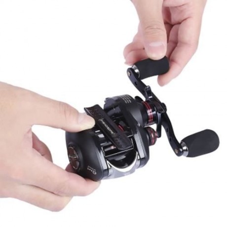 FISHDROPS 17   1BB LEFT RIGHT HAND GUN SHAPE FISHING BAITCASTING REEL (BLACK)