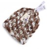 STYLISH FEMALE WINTER WARM THICK STICK KNITTED HAT COARSE LINES CROCHET CAP (BROWN)