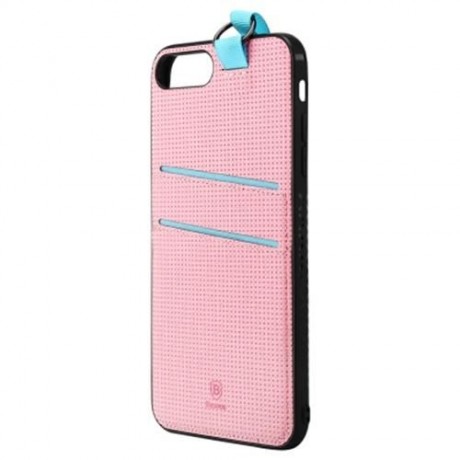 BASEUS LANG SERIES STYLISH TPU FRAME PU BACK COVER DUAL CARD SLOT FOR IPHONE 7 (PINK)