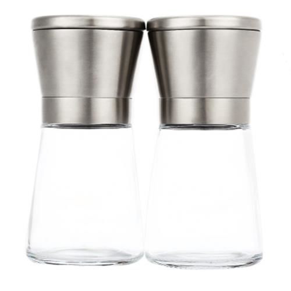 2PCS STAINLESS STEEL MANUAL SALT PEPPER MILL GRINDER KITCHEN TOOL FOR RESTAURANT HOME (TRA 2PCS STAINLESS STEEL MANUAL SALT PEPPER MILL GRINDER KITCHEN TOOL FOR RESTAURANT HOME (TRA