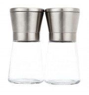 2PCS STAINLESS STEEL MANUAL SALT PEPPER MILL GRINDER KITCHEN TOOL FOR RESTAURANT HOME (TRA