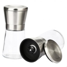 2PCS STAINLESS STEEL MANUAL SALT PEPPER MILL GRINDER KITCHEN TOOL FOR RESTAURANT HOME (TRA