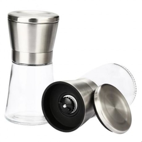 2PCS STAINLESS STEEL MANUAL SALT PEPPER MILL GRINDER KITCHEN TOOL FOR RESTAURANT HOME (TRA