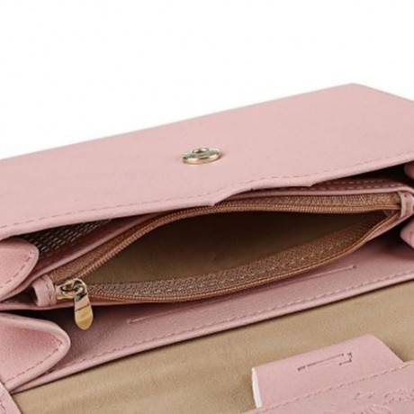 GUAPABIEN TRENDY PURE COLOR PU ENVELOPE CLUTCH FOR WOMEN (PINK)