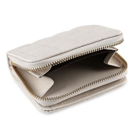 SIMPLE ZIP AROUND MINI PURSE FOR WOMEN (WHITE)