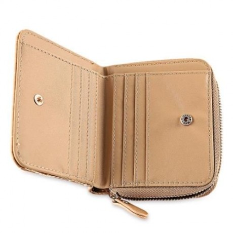 SIMPLE ZIP AROUND MINI PURSE FOR WOMEN (APRICOT)
