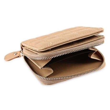 SIMPLE ZIP AROUND MINI PURSE FOR WOMEN (APRICOT)