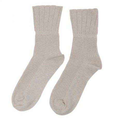 CASUAL PURE COLOR TURN DOWN LADIES ELASTIC BAND SOCKS (BEIGE)