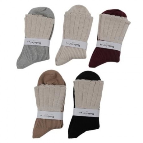 CASUAL PURE COLOR TURN DOWN LADIES ELASTIC BAND SOCKS (BEIGE)