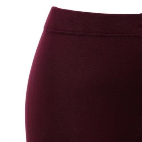 STYLISH HIGH WAIST PURE COLOR SHEATH WOMEN WARM BOTTOM PANTS (CLARET)