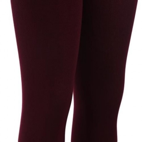 STYLISH HIGH WAIST PURE COLOR SHEATH WOMEN WARM BOTTOM PANTS (CLARET)