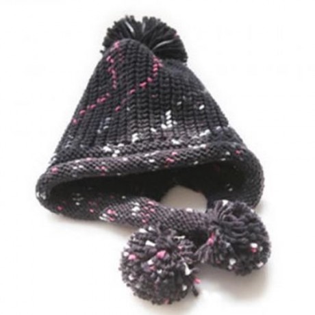 CHIC YARN BALL PENDANT DECORATED COLOR BLOCK KNITTED HAT FOR WOMEN (COLOR ASSORTED)