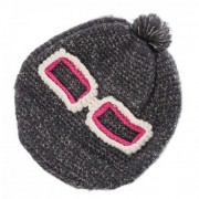 CHIC BICOLOR GLASSES FRAME DECORATED KNITTED HAT FOR WOMEN (BLACK GREY)