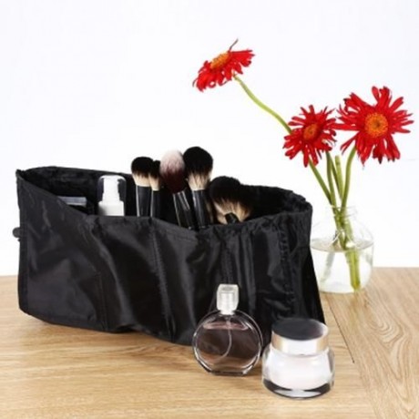 MULTIFUNCTIONAL COSMETIC STORAGE BAG MAKEUP CONTAINER (BLACK)