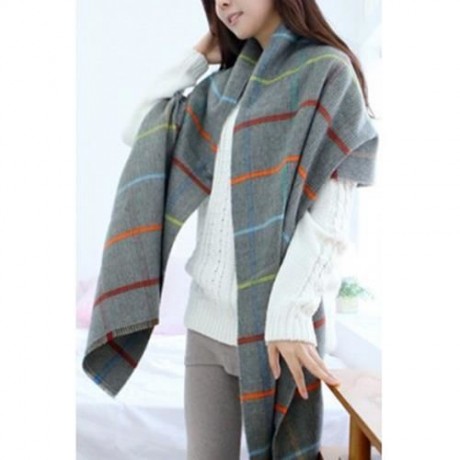 CHIC MULTICOLOR STRIPE PRINT SCARF FOR WOMEN (COLOR ASSORTED)