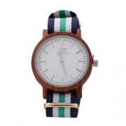 K KENON KWWT - 91 MALE QUARTZ WATCH CANVAS BAND WOODEN CASE MEN WRISTWATCH (CAMEL)