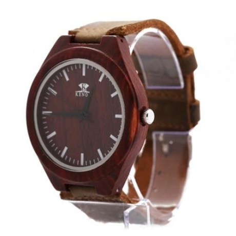 K KENON KWWT - 103 MALE QUARTZ WATCH WOODEN CASE JAPAN MOVT MEN WRISTWATCH (DEEP BROWN)