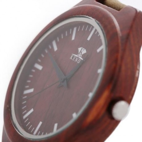K KENON KWWT - 103 MALE QUARTZ WATCH WOODEN CASE JAPAN MOVT MEN WRISTWATCH (DEEP BROWN)