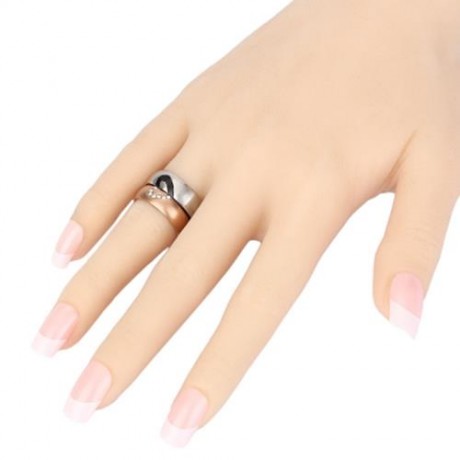 SWEET VALENTINE GIFT LOVE HEART SHAPE GEOMETRIC ROUND PATTERN STAINLESS STEEL COUPLE BRIDA