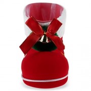 1PC CUTE POM POM EMBELLISHED CANDY STORAGE BOOT FOR CHRISTMAS (RED)