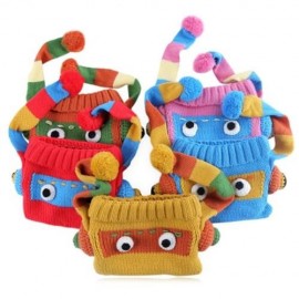 FUNNY CARTOON COLOR BLOCK POM POM HAT FOR BABIES (YELLOW)