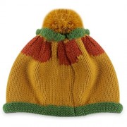 COLOR BLOCK KNITTED POM POM HAT FOR BABIES (YELLOW)