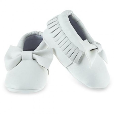 CUTE BOWKNOT DESIGN TASSEL DECORATION WALKING SHOES FOR BABY GIRLS (PURE WHITE)