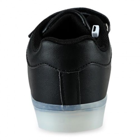 STYLISH MAGIC TAPE DESIGN USB CHARGED LUMINOUS LED BABY BOYS SNEAKERS (BLACK)