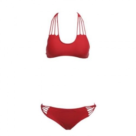 SEPARATED BACKLESS SEXY BIKINI SWIMWEAR SUIT SET (RED)