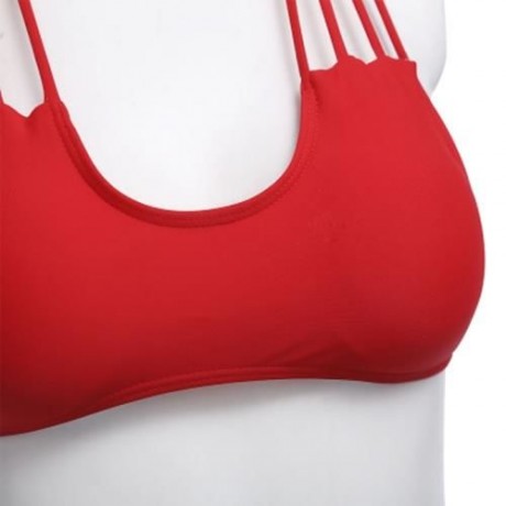 SEPARATED BACKLESS SEXY BIKINI SWIMWEAR SUIT SET (RED)