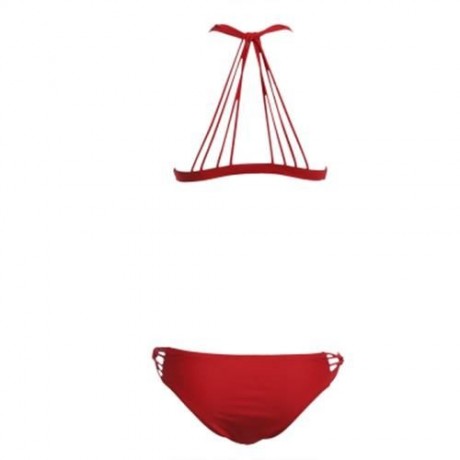SEPARATED BACKLESS SEXY BIKINI SWIMWEAR SUIT SET (RED)