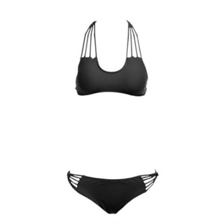 SEPARATED BACKLESS SEXY BIKINI SWIMWEAR SUIT SET (BLACK)