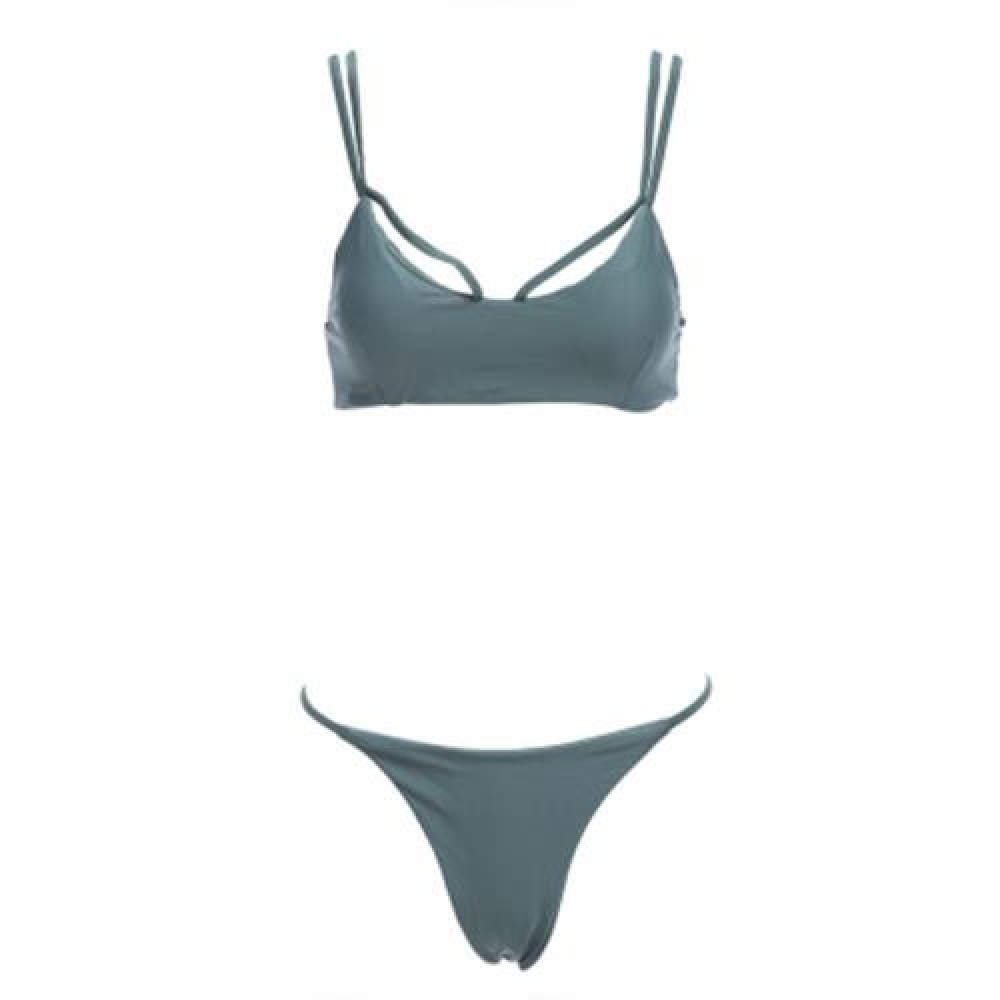 CUTE WOMEN BEACH SEPARATED SEXY BIKINI SET BATHING SUIT SWIMWEAR (GREEN)