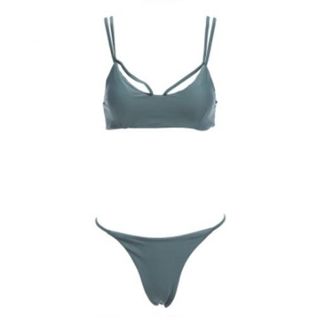 CUTE WOMEN BEACH SEPARATED SEXY BIKINI SET BATHING SUIT SWIMWEAR (GREEN)
