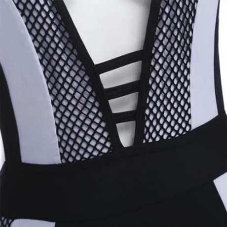 WOMEN SEXY BEACH SWIMMING SIAMESED BIKINI SWIMSUIT BATHING SUIT (WHITE AND BLACK)