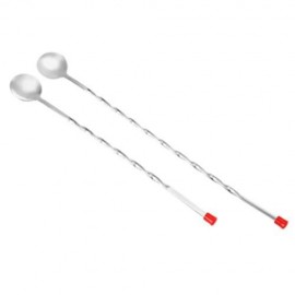 STAINLESS STEEL ROUND HANDLE BAR MIXING SPOON LONG THREAD SWIZZLE STICK BARTENDER PUB TOOL