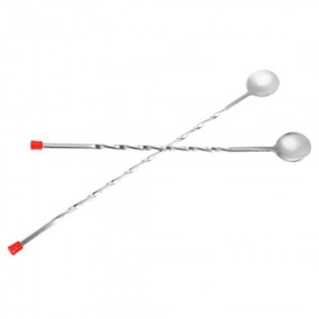 STAINLESS STEEL ROUND HANDLE BAR MIXING SPOON LONG THREAD SWIZZLE STICK BARTENDER PUB TOOL