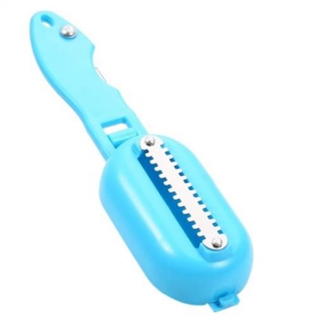 MULTIFUNCTIONAL STAINLESS STEEL FISH SCALE SCRAPER CLEANER (BLUE)