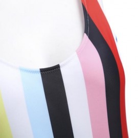 WOMEN COLORFUL SIAMESED BIKINI BEACH SWIMMING SUIT SWIMWEAR (STRIPE)