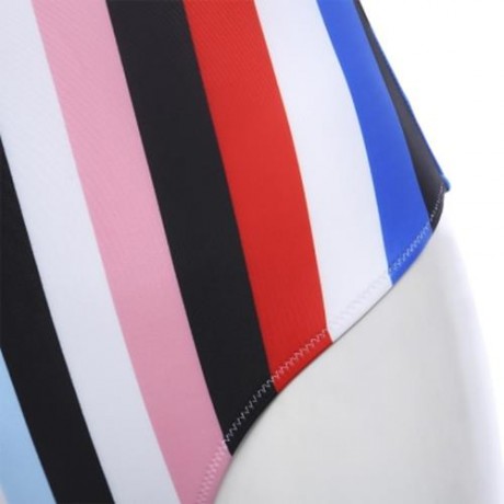 WOMEN COLORFUL SIAMESED BIKINI BEACH SWIMMING SUIT SWIMWEAR (STRIPE)