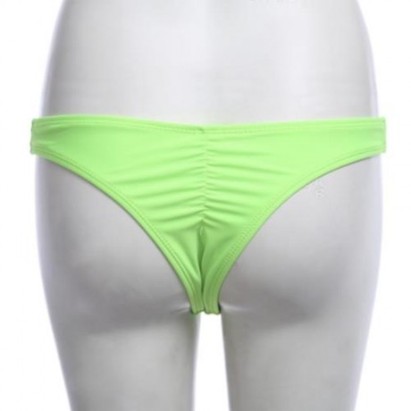 FEMALE SWIMMING SEXY WRINKLED THONG BEACH BATHING PANTS (NEON GREEN)